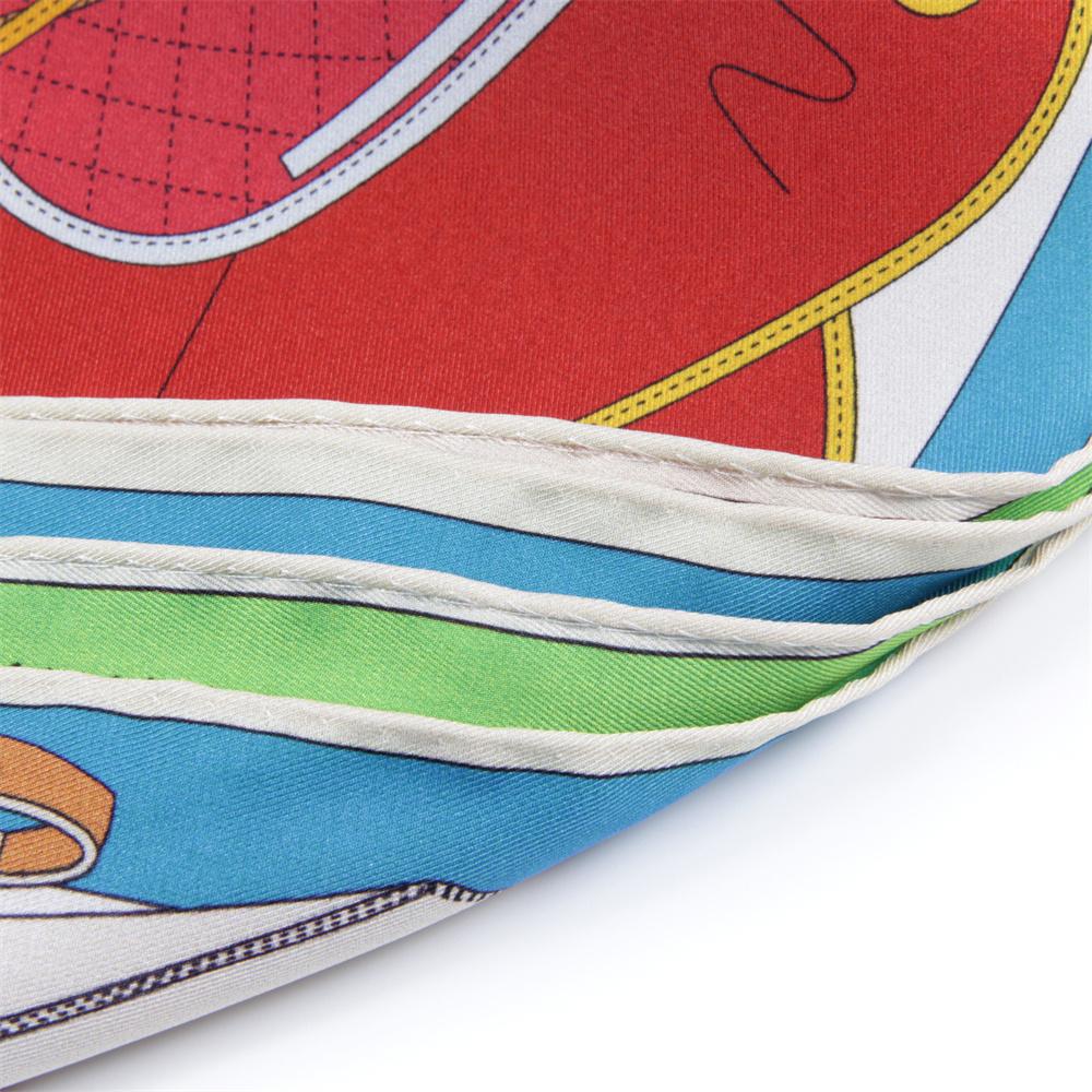 POBING Curled Twill Silk Scarf Women Saddle Double Side Printed Square Scarves Wraps Echarpes Foulards Femme Hijabs 70CM