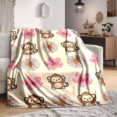 1 Stück Affenblüten-Decke, Leichte Flanell-Kuscheldecke für Sofa, Bett, Reisen, Camping, Wohnzimmer, Büro, Couch, Stuhl und Bett