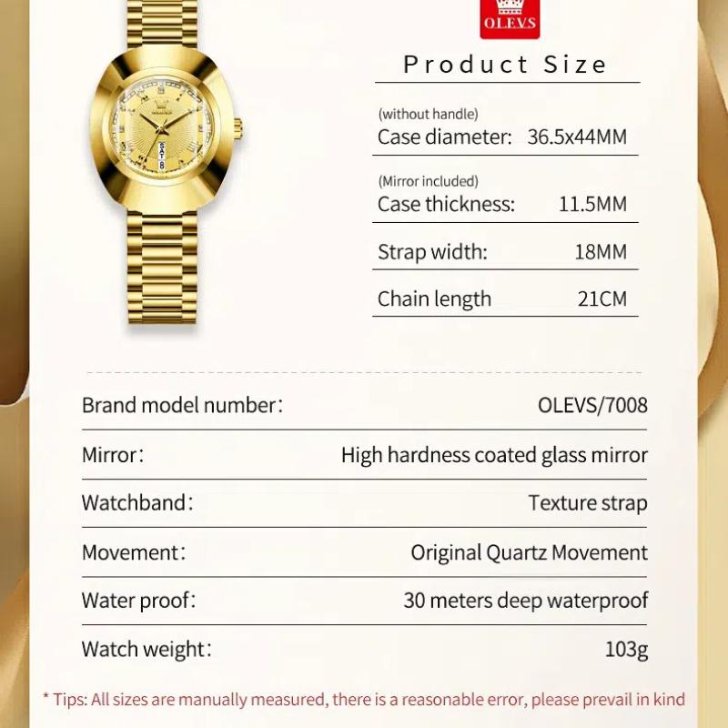 Light Luxury Gold Case with Dual Calendar Dial Ladies' Waterproof Quartz Watch Fashion Accessories and Watches
