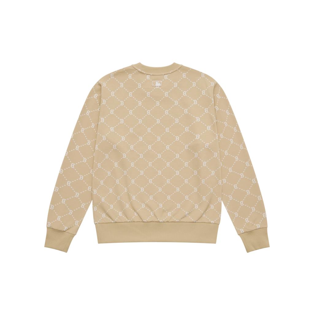 New MLB MONOGRAM Collection Boston Red Sox SS25 Sweatshirt Unisex Light Beige Yellow 3AMTM0151-43BGL