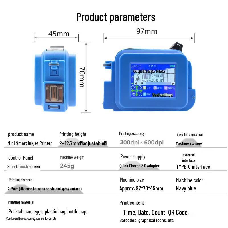Compact Handheld Inkjet Printer for QR Codes On Embossed Surfaces