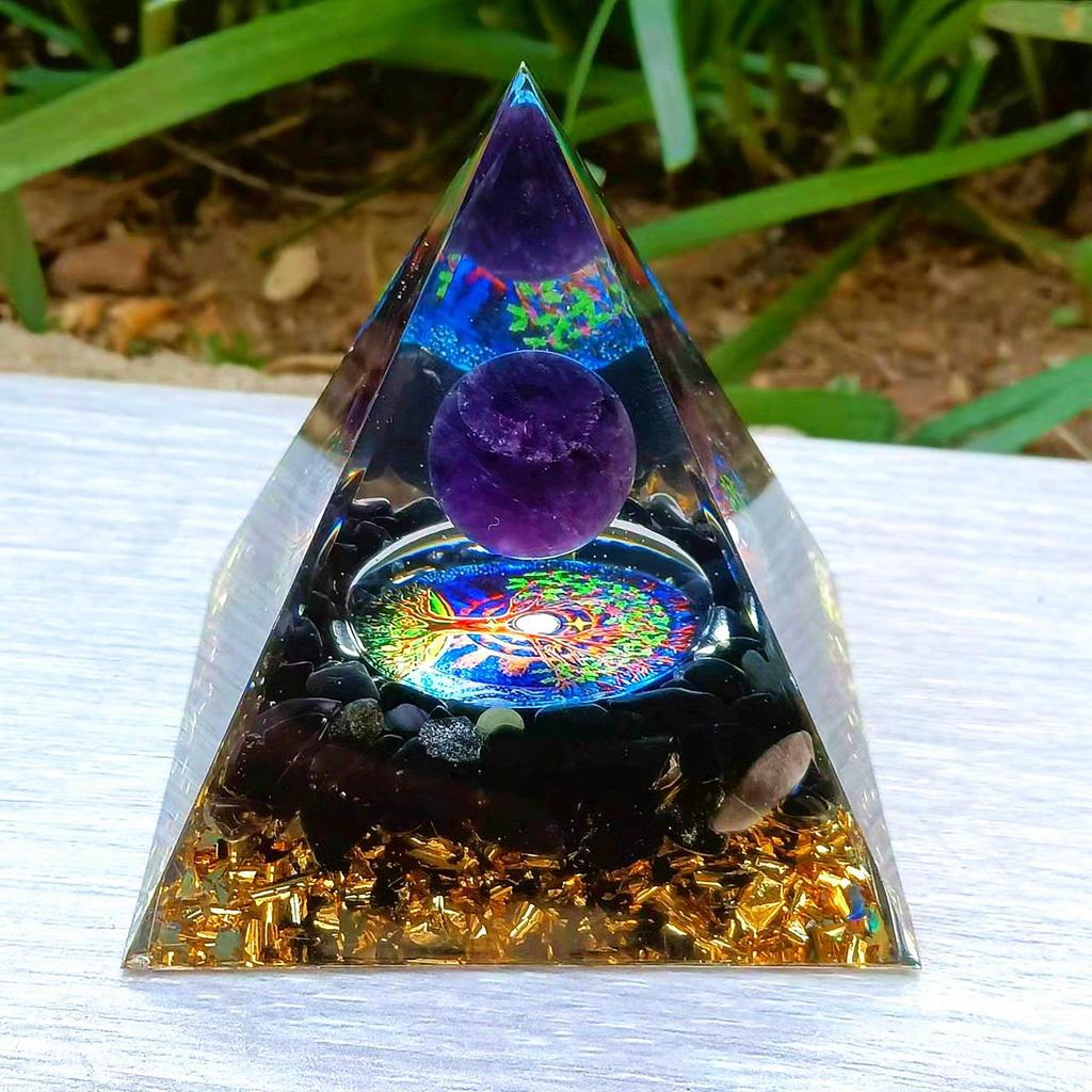 Crystal Stone Pyramid Resin Decor: Home, Office, Car Ornaments