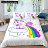 Kids Unicorn Stars King Queen Duvet Cover Cartoon Magic Animal Bedding Set Rainbow Shiny Quilt Cover Polyester Comforter Cover