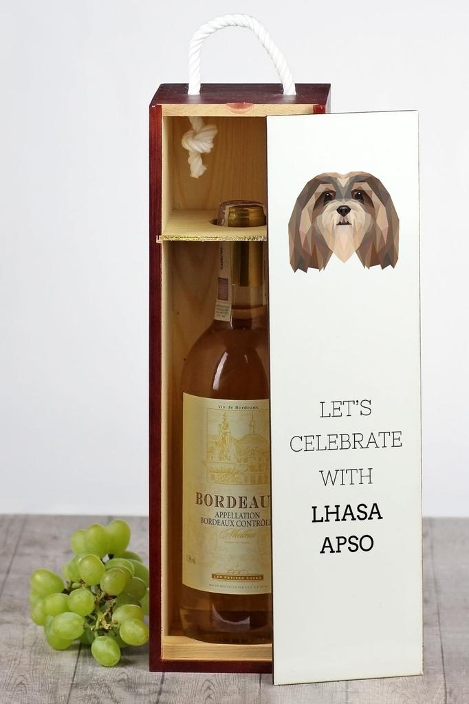 Lhasa Apso - Geometryczne Pudełko Ze Zdjęciem I Napisem Na Wino Marki Art-Dog
