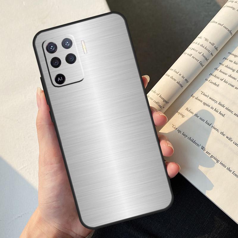 Brushed Metal Texture Steel Print Case For Oppo A80 A60 A40 A78 A38 A18 A98 A58 A96 A76 A16 A94 A74 A54 A15 A17 A57 A77 A5 Pro