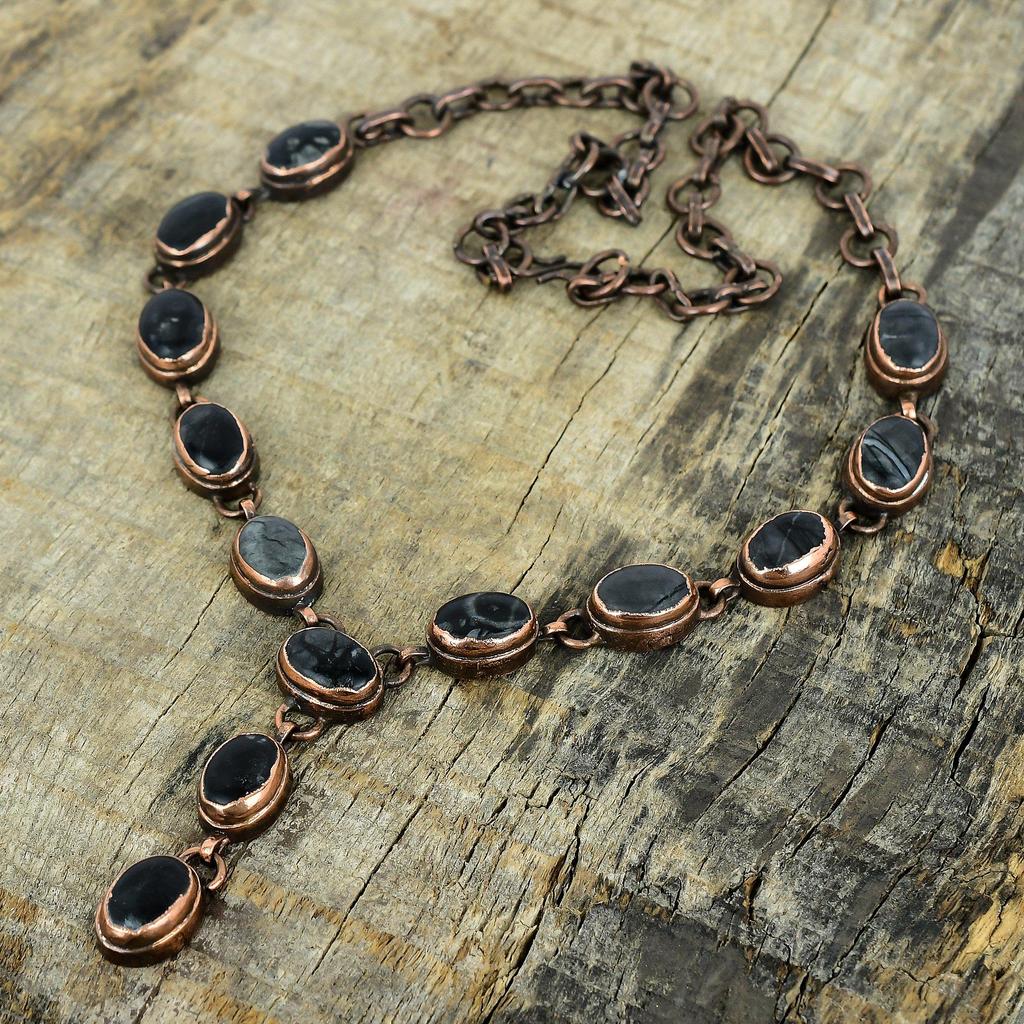 Picasso Jasper Necklace Electroformed Copper Necklace Adjustable Chain Necklace Handmade Copper Jewelry Real Gemstone Necklace Gifts for Her