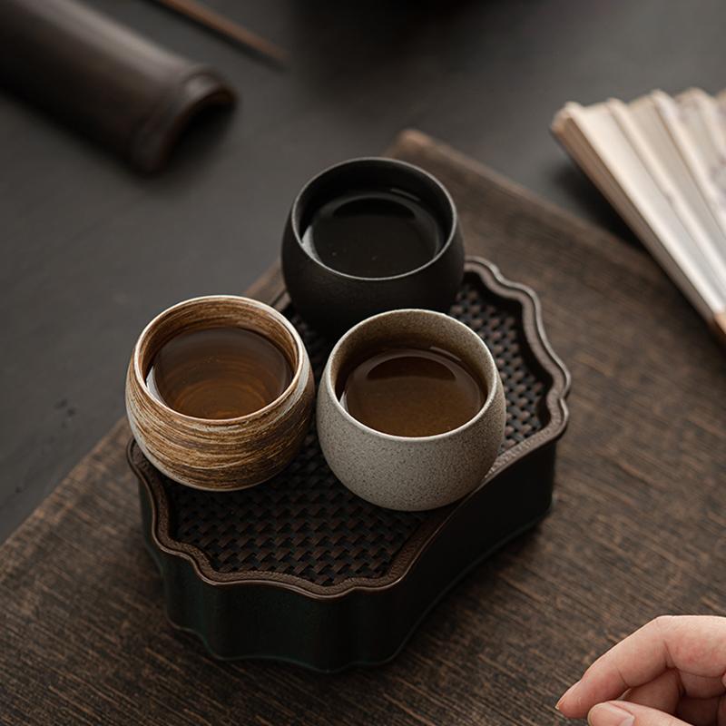 Cani de ceai artizanale din ceramică grosieră în stil japonez, seturi de ceai Gongfu, căni mici simple, căni de ceai în stil antic pentru o servire liniștită