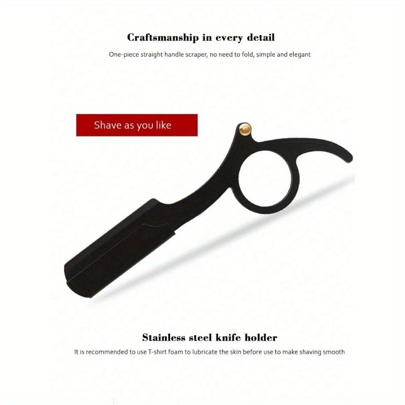 1pc Stainless Steel Men's Manual Thumb Shaving Razor With Razor Stand New Model Shaver Kit With Double-Edged Folding Razor Blade For Shaving, Trimming