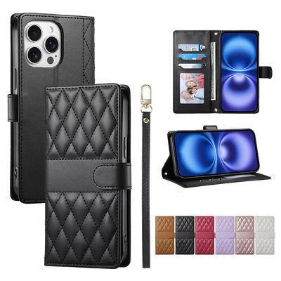 Dla iPhone 11 Pro Max 12 13 mini 6 6s 7 8 Plus SE SE2 SE3 X XR XS Skórzane PU Etui z Klapką Magnetyczne Etui Portfelowe Miękka Silikonowa Obudowa Stojak Sznurek Pasek na Rękę