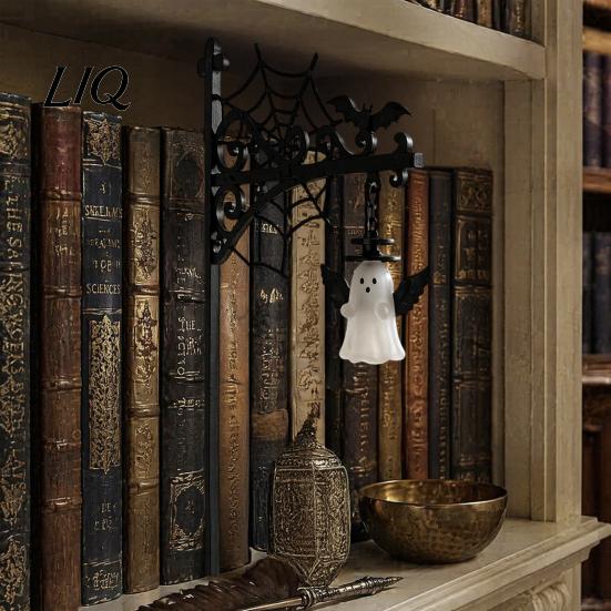 Small Decorative Night Light Halloween Library Lantern, Gothic Bookshelf Lamp, Vintage LED Dark Academia Room Decor Book Nook for Bookworms,