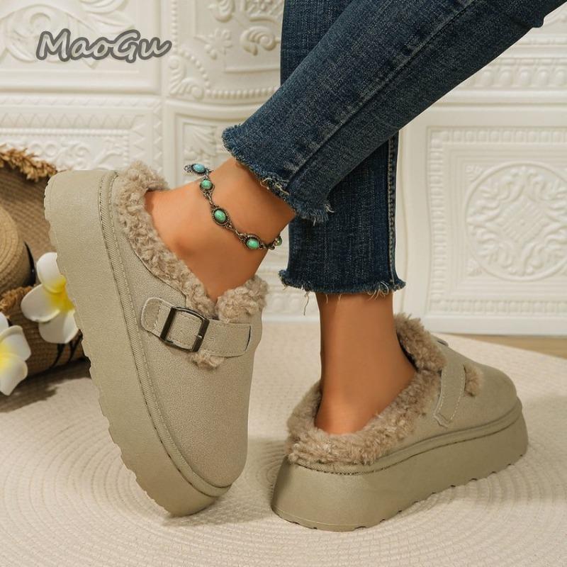 Fashion Autumn Winter Women Warm Snow Boots Short Plush Thick Bottom Shoes Women Footwear Slip-On Slippers Plus Size 36-44 Botas Mujer