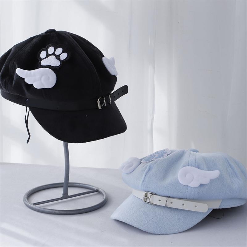 Trendy Wing Embellished Beret Hat Unique Wing Beret Hat Large Border Hat for Casual Outings or Art Exhibitions