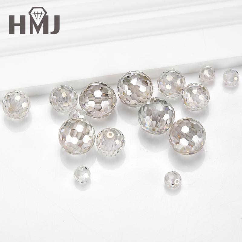 Factory Sale Loose Moissanite Round Shape Ball Beads Lab Grown Diamond Stones White Blue Black DIY Jewelry Making