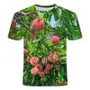 Frucht Pfirsich Serie 3D-gedruckte Kurzarm, Sommer Nischenmode vielseitiger Trend Rundhals bequemes Oberteil T-Shirt
