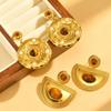 Vintage Ornate Natural Stone Earrings for Women Creative Ethnic Style Earrings Party Textured Disc Luxury Jewelry Gifts