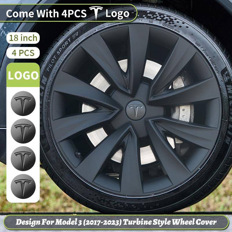 4PCS Model 3 (2017-2023) 18 Inch Wheel Cover Performance Replacement Hub Cap Automobile Full Rim Hub Cover Accessories For Tesla