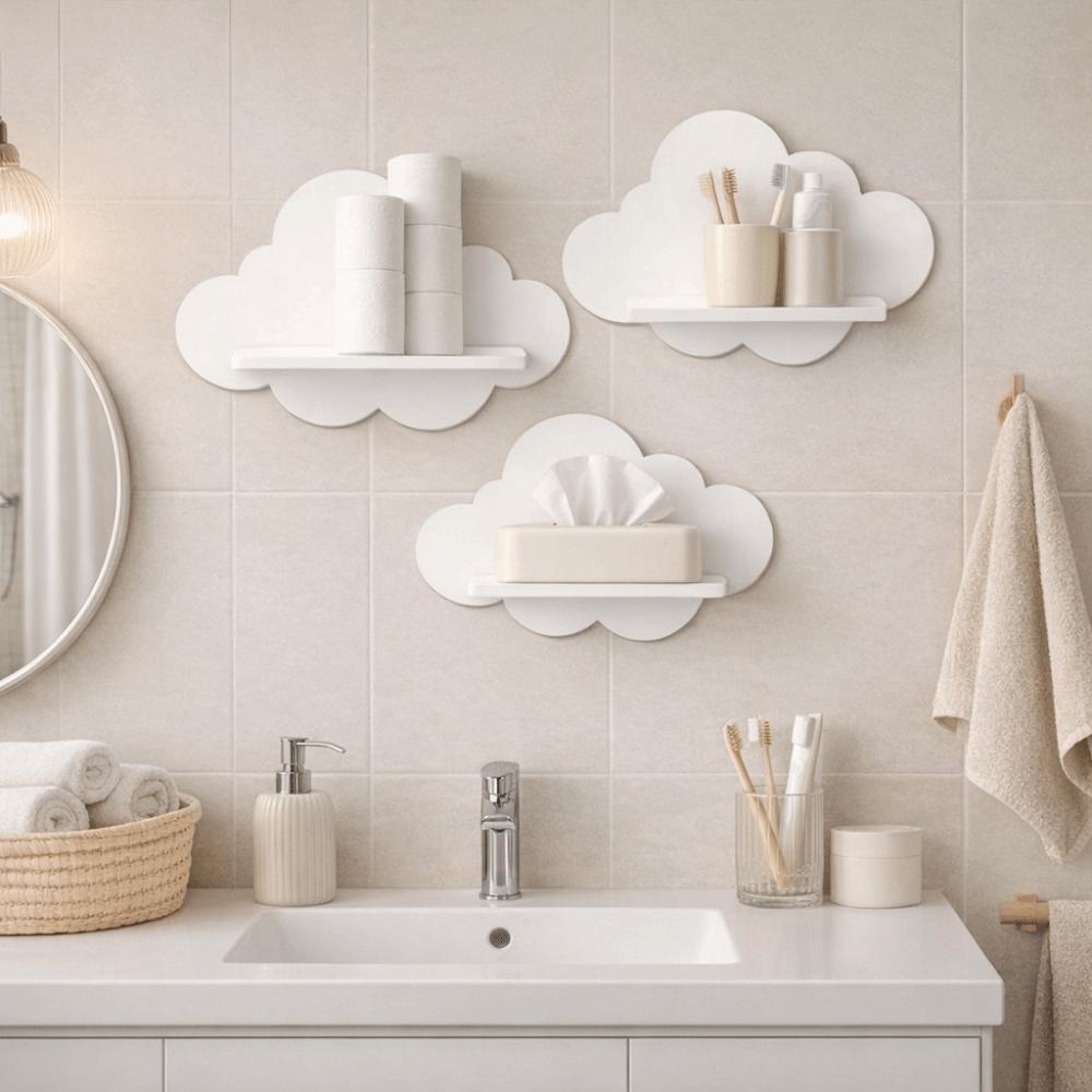 Durable Floating Shelf Wooden Cloud Shape Shelf Modern Style Wall Shelf Display  Living Room