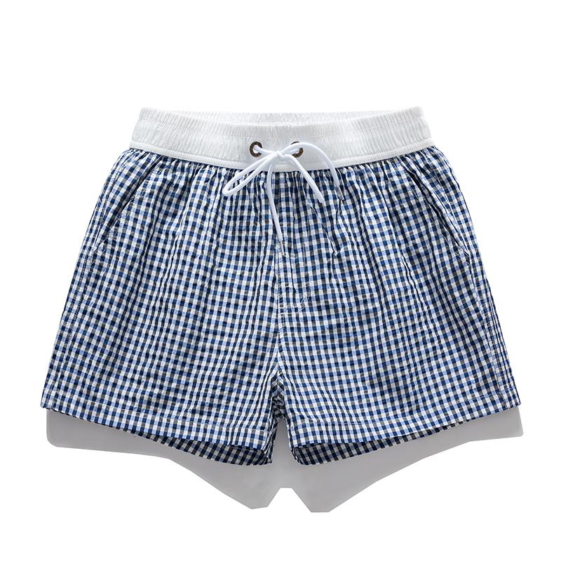 Men's Gingham Check Casual Shorts – Elastic Drawstring Waist Pocket Shorts for Summer Daily & Streetwear