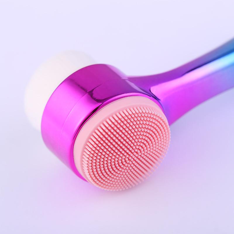 Double-Sided Electroplated Silicone Face Brush: Soft Fiber, Gentle Cleansing & Massage