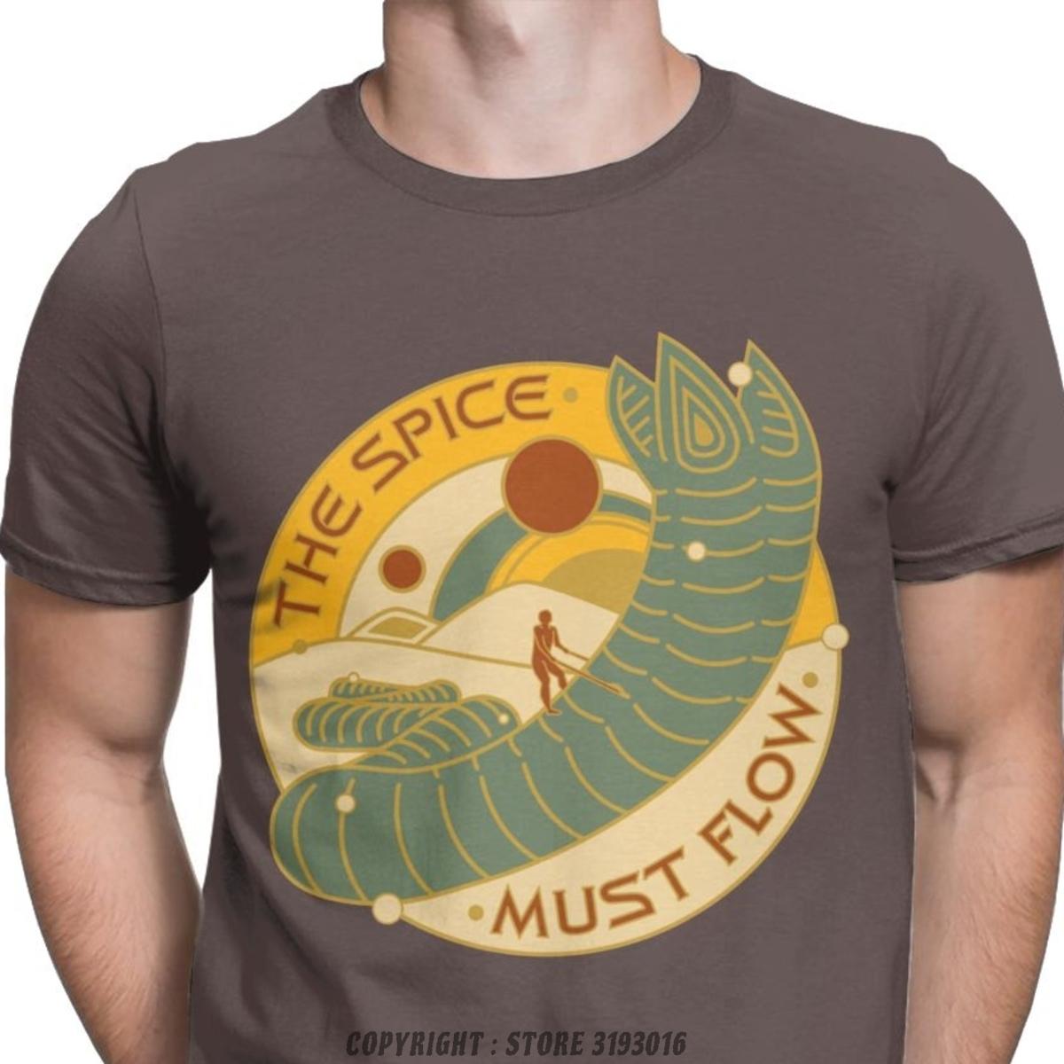The Spice Must Flow Tshirt 2024 Brand New Awesome T Shirt Herbert Frank Arrakis Sandworm Science Fiction TShirt Cotton S