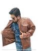 Handmade Men's Jacket Lambskin Brown Leather Racer Quilted Designer Biker Soft