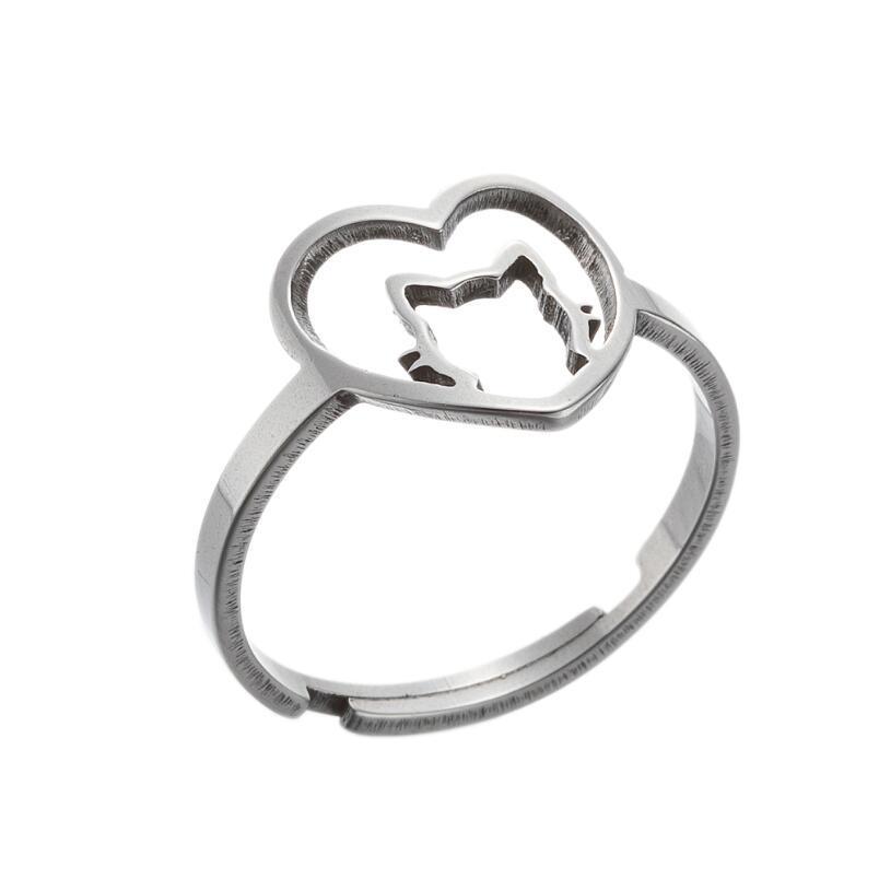 Korean Stainless Steel Moon Cat & Reindeer Butterfly Ring for Christmas