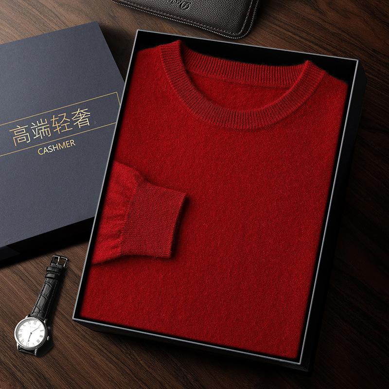 Crew neck cashmere sweater knitted soft waxy cashmere sweater solid color warm