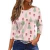 Dame O-hals 3/4 erme Juleprint Topp