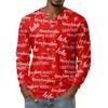 Men's Fashion Printed V-Neck Casual Long-Sleeved T-Shirt Bottoming Shirt Top