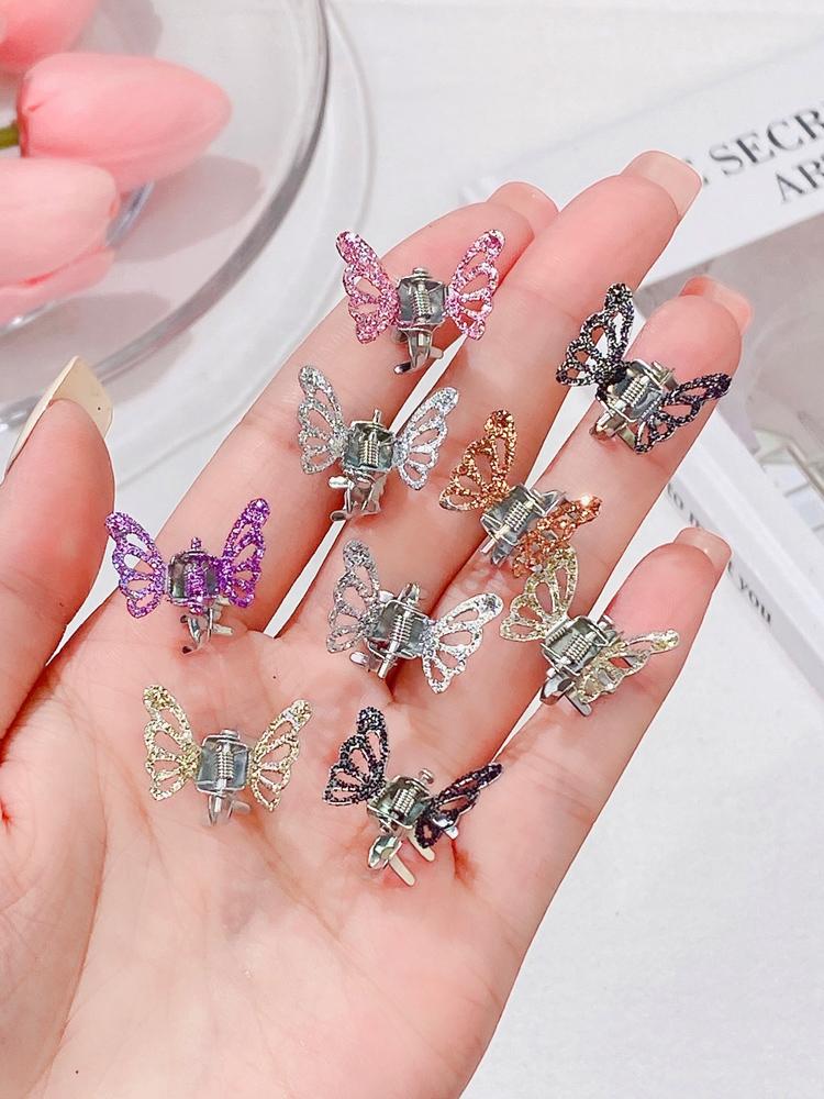 10pcs/set Women Girls Cute Butterfly Shape Small Hair Claws Ponytail Sweet Decorate Hair Clips Hairpins Hair Accessories