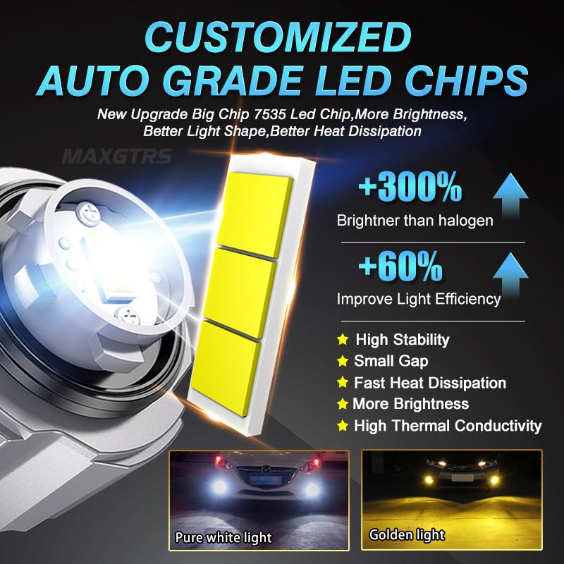 MAXGTRS 2X Double Color L1B LW5B Car Led Fog Light  3000K 6000K Replace Original Lamp