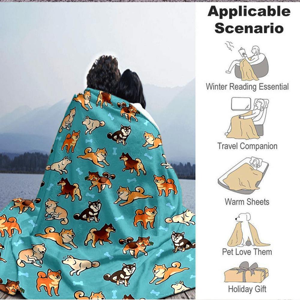 1pc Dogs Bones Lightweight Flannel Blanket, Comfortable and Warm Blanket, for Office and Camping Sofa Bed, Livingroom201