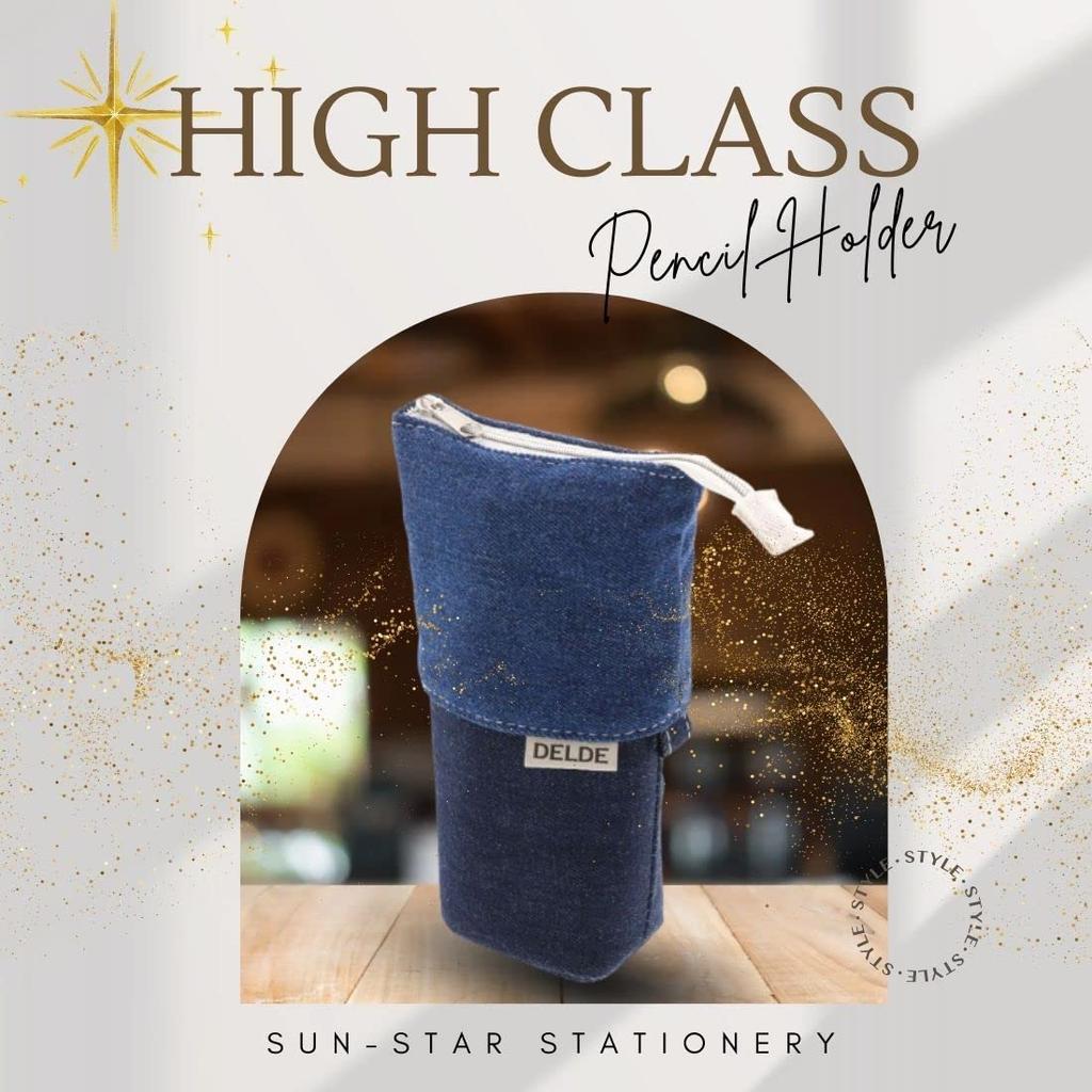 Sunstar Stationery Pencil Case, Delde Slim Pouch, Denim Blue, S1415891