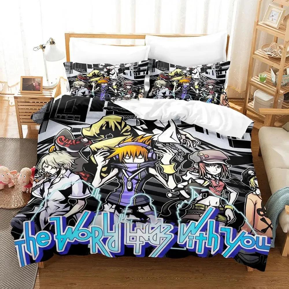 Neku Sakuraba The World Ends With You Bettwäsche-Set Bettbezug-Set Steppdeckenbezug Kissenbezug Steppdecke King Queen Größe Jungen Erwachsene