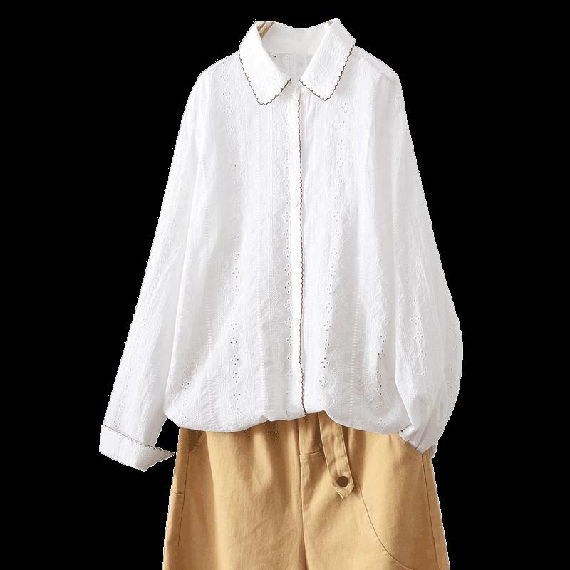 2026 Spring Korean Style Chic Women's Embroidered Outline Shirt