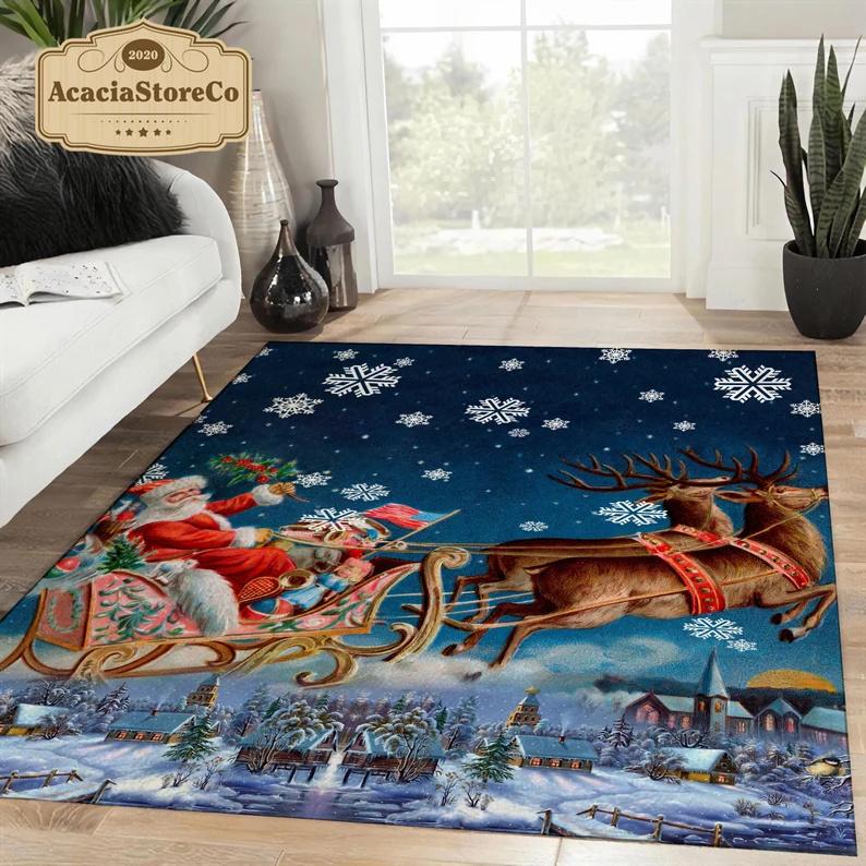 

Classic Santa Claus Area Rug Merry Christmas Rug Christmas Decoration Christmas Gift Xmas Carpet Rugs for Living Room 40x60cm