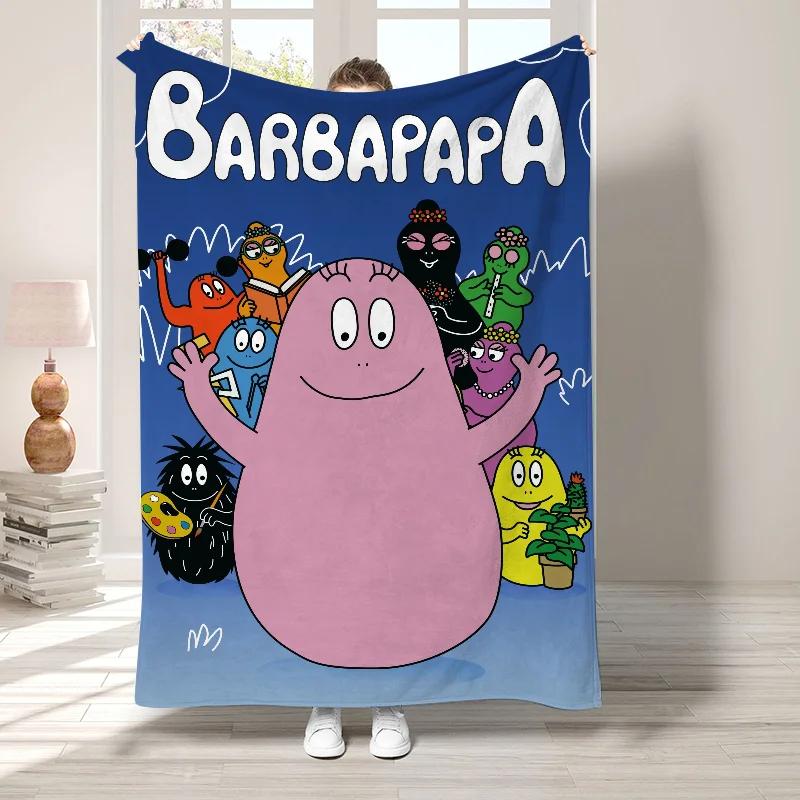 L-Les Barbapapa Decorative Blanket for Living Room Bedroom Decoration Bedspread On the Bed Fluffy Soft Blankets Boho Home Decor