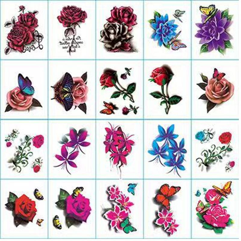20 Sheets Waterproof Temporary Flower Butterfly Tattoo Stickers Women Fashion Art Sexy Removable Men Body Sticker Long-Lasting