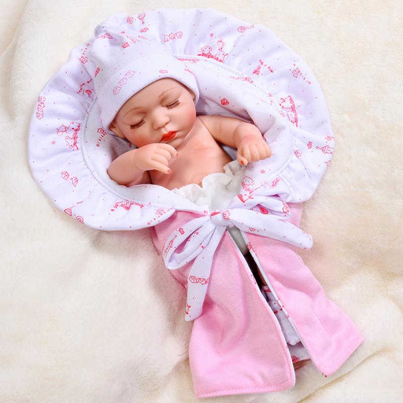 Mini 11-inch Reborn Doll with Closed Eyes, Simulation Baby Doll for Little Girls, Early Education Sleeping Doll
