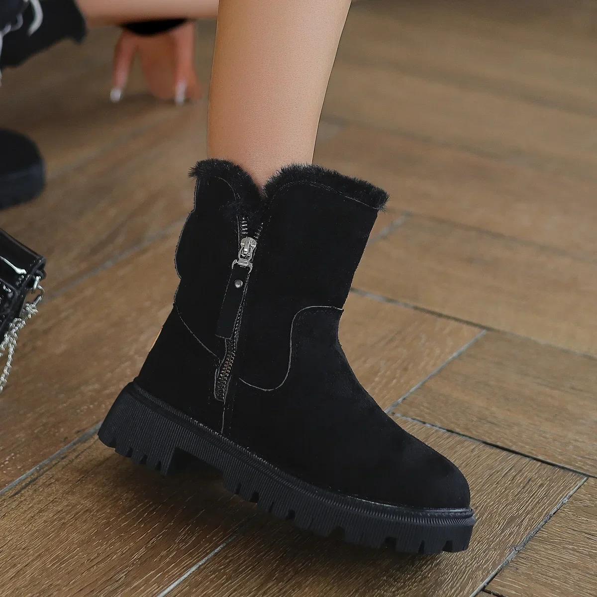 Полувысокие Элегантные Замшевые Туфли на Среднем Каблуке для Женщин До середины икры — фото 6