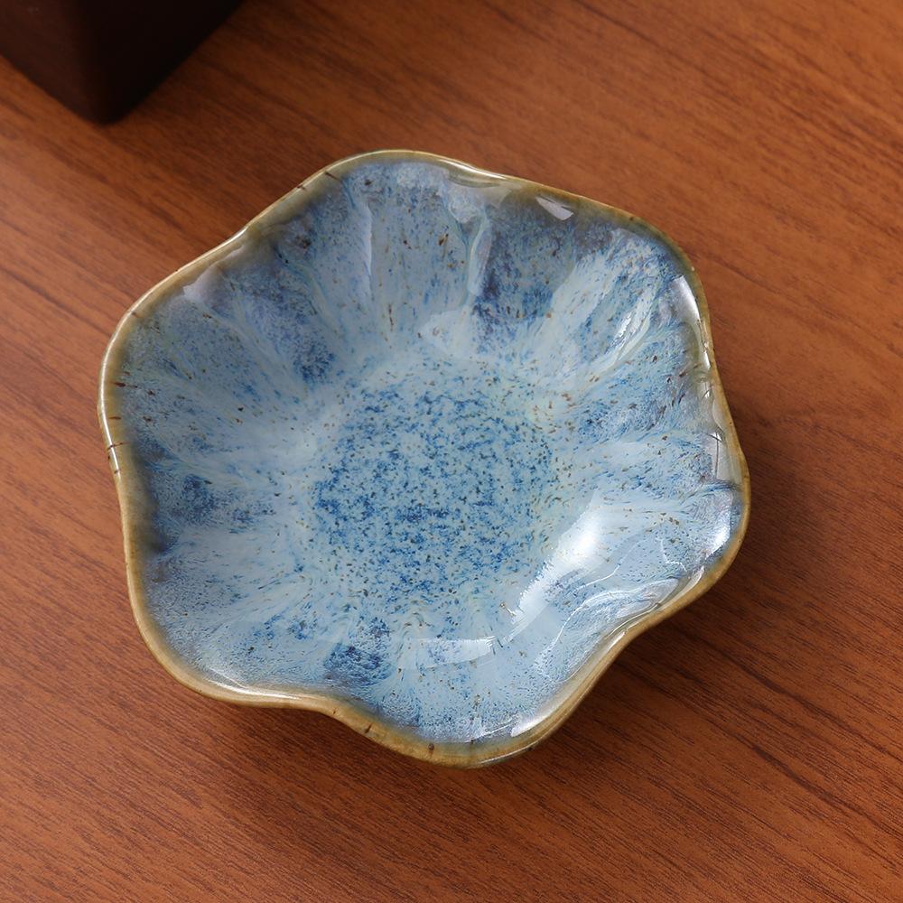 

Элегантный керамический органайзер для украшений в виде листа лотоса, для серег, колец, аксессуаров, идеально подходит для подарка на день рождения, подносы в форме цветка синий