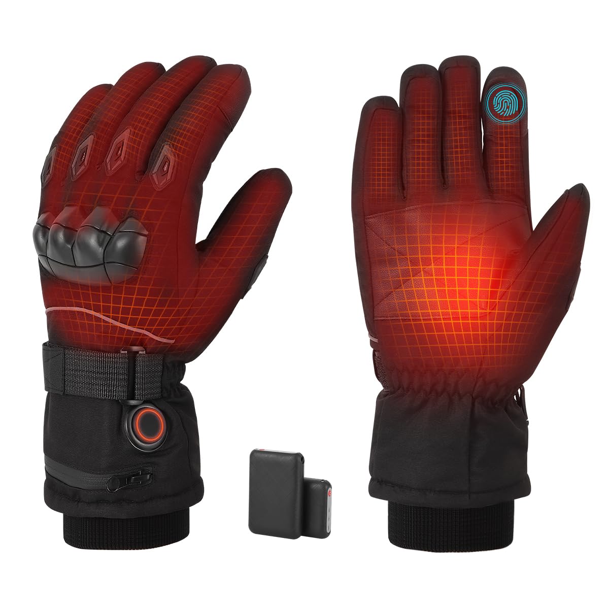 

Electric Heated Gloves for Motorcycles on the Back of the and 4 Temperature Knuckle Knitted Wrist Touchscreen Cold Weather Ideal for and Outdoor чёрный