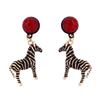 ZA Cross-border Personalized Trend Alloy Dripping Oil Animal-shaped Zebra Pendant Round Earrings Creative Design Sense Women's Jewelry