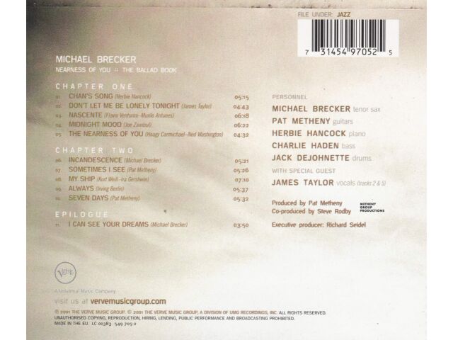 [SHM-CD] Nearness Of You (The Ballad Book) Michael Brecker UCCU-5830 Jazz NEW