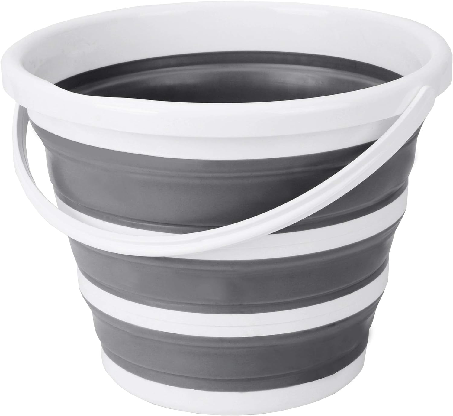 

Eurow Indoor and Outdoor Collapsible Bucket with Handle, 10 Liters, 2.6 Gallons, Gray and White сірий колір