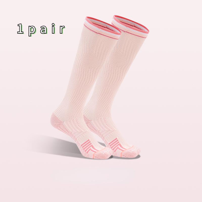 

Женские длинные компрессионные спортивные носки для бега, марафона, футбола, размера 35-39 One-size розовый