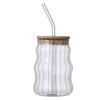 Cloud Cup Wind High Value Coffee Glass Cup Household Threaded Straw Cup High Borosilicate Glass Milk Tea Cup