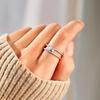 S925 Sterling Silver Double Ring with Zirconia: Light Luxury Square Design for Women, High-End European and American Style Index Finger Ring