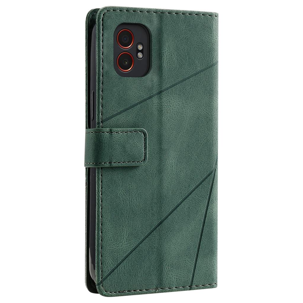Etui do Samsung Galaxy XCover7 Pro z wytłoczonymi liniami, zszywane PU, portfel, pokrowiec na telefon z paskiem na nadgarstek