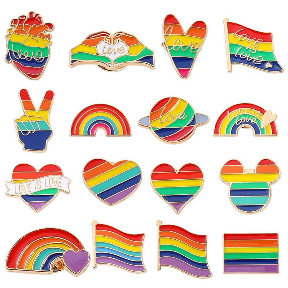 10/20Pcs Rainbow Colorful Metal Pins Love Funny Enamel Badge For Backpack Hat Clothes Creative Lapel Brooches Decor Jewelry Gift